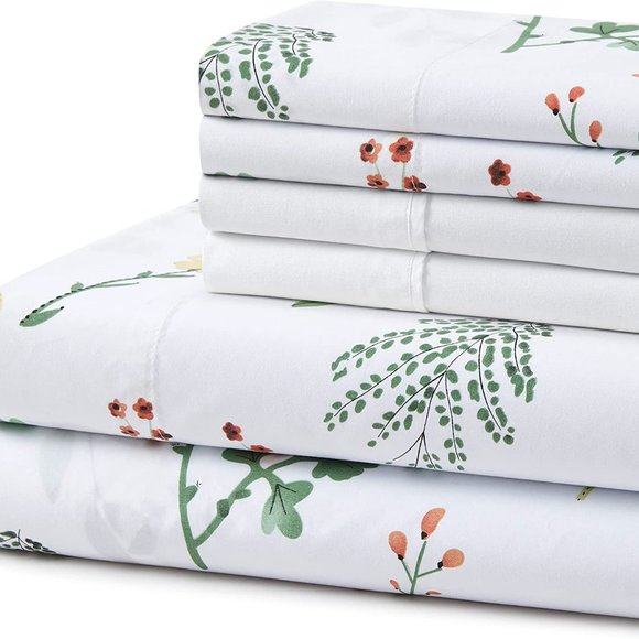 6PC Super Soft Sheet Wrinkle Free Deep Pocket 4 Pillowcases 1 Flat 1 Fitted - Picture 1 of 7